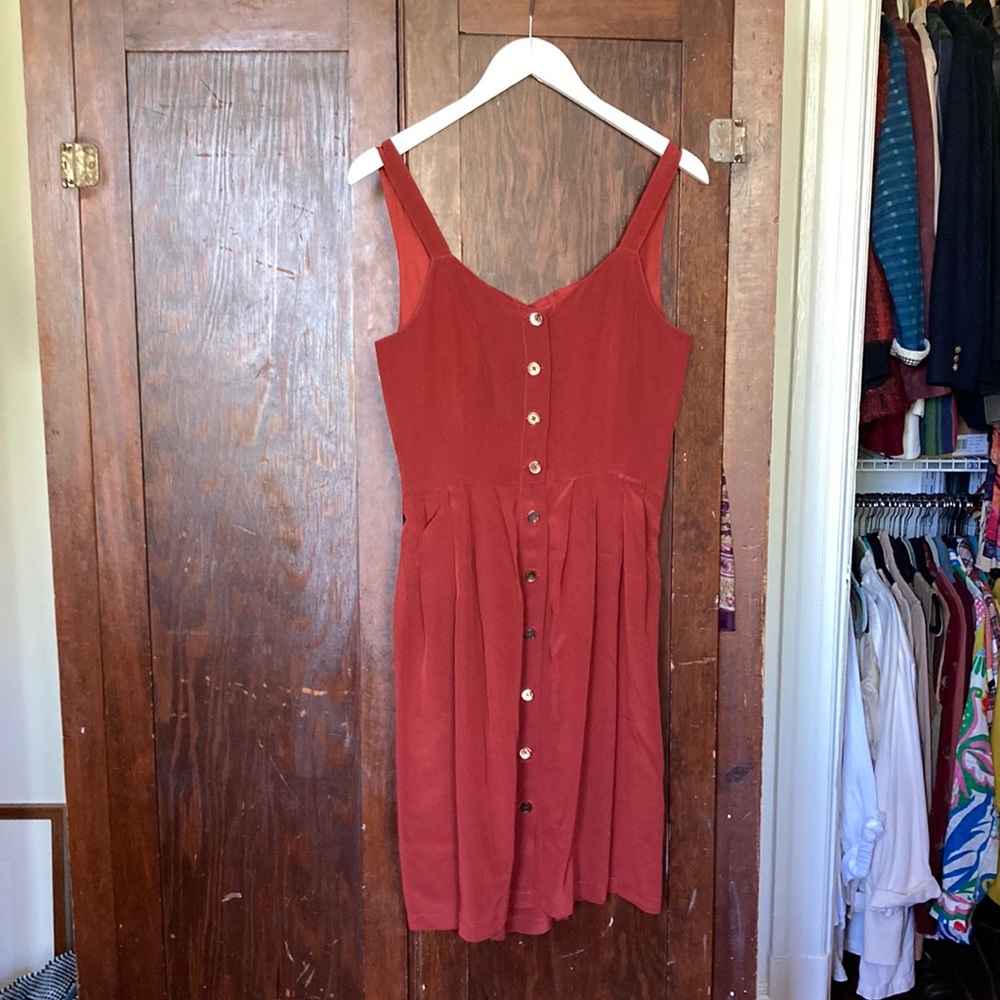 Crimson cross back silk No. 6 Knee length dress